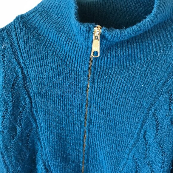 TALBOTS CABLE KNIT ZIP SWEATER WOMENS SIZE M - Picture 2 of 7